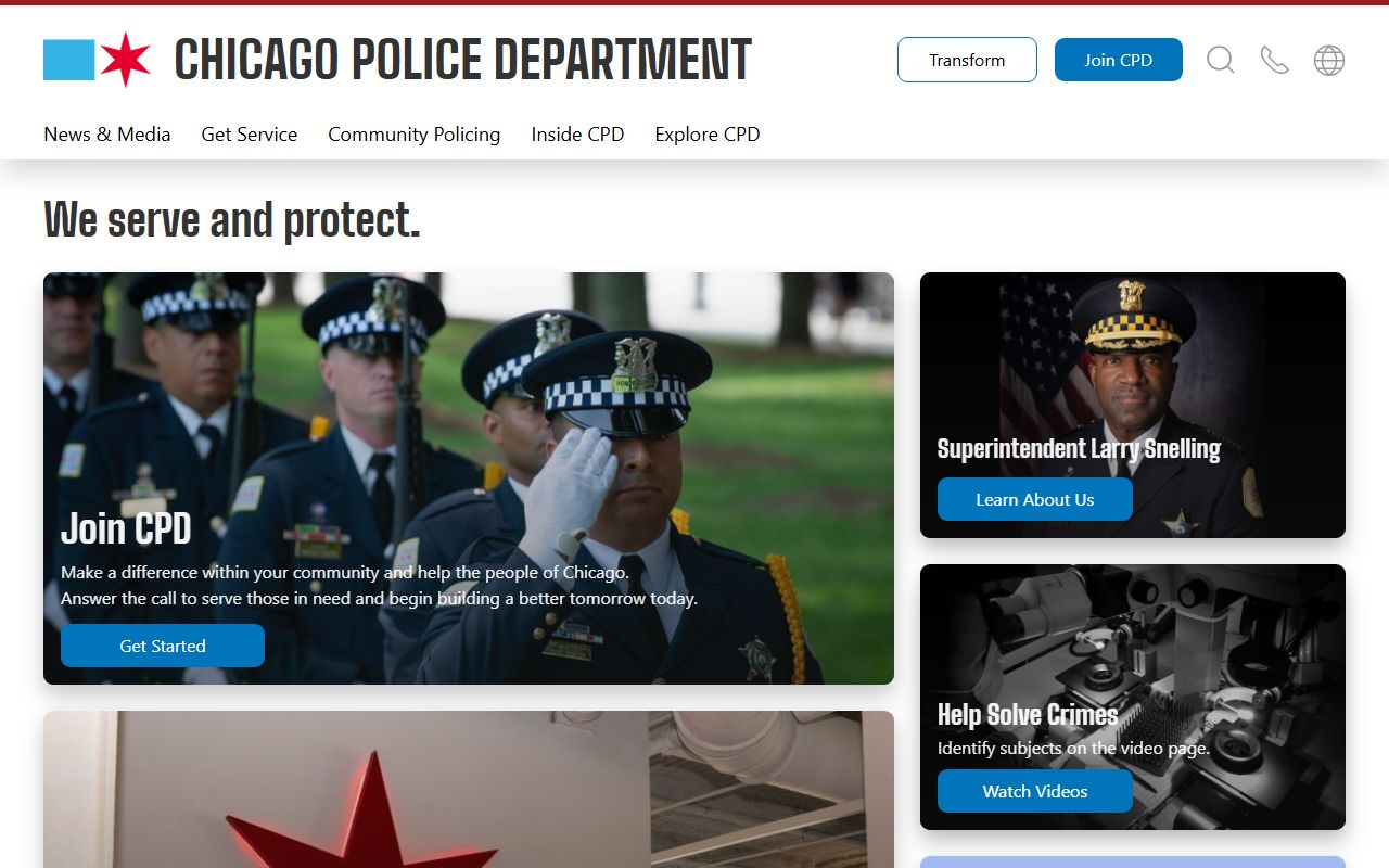 Chicago Police Department homepage for criminal history records