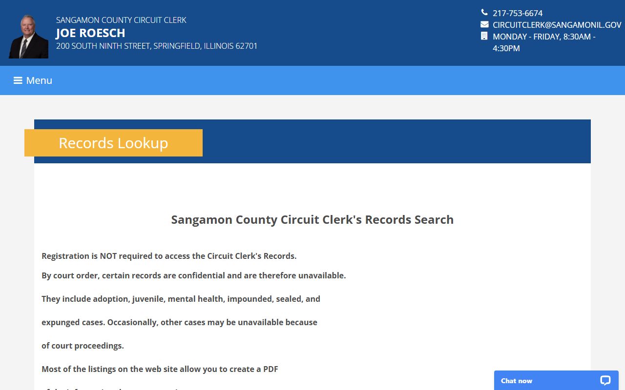 Sangamon County records lookup tool for criminal history searches