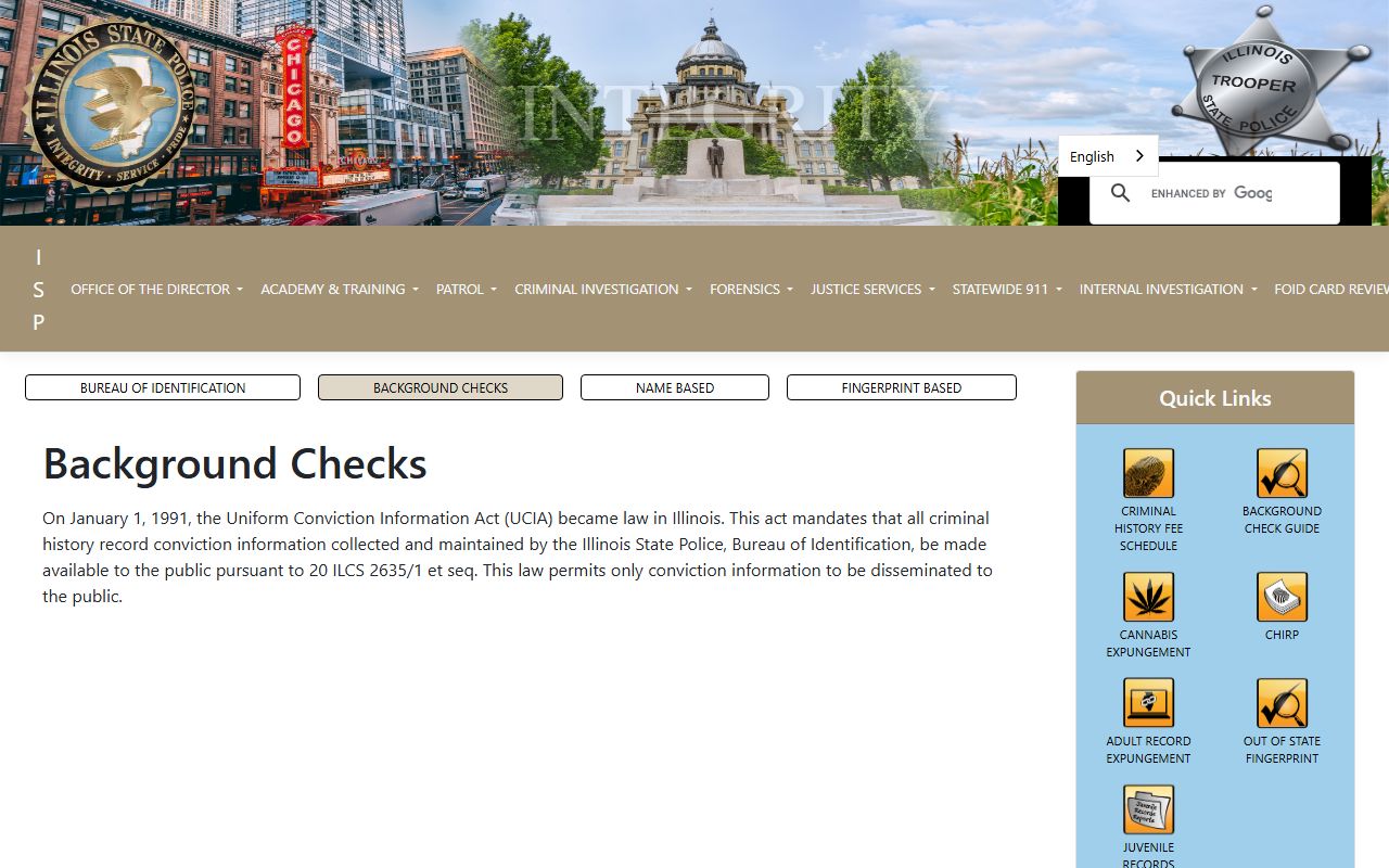 Illinois State Police background check information page